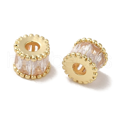 Rack Plating Brass Pave Clear Cubic Zirconia Beads KK-M285-29G-1