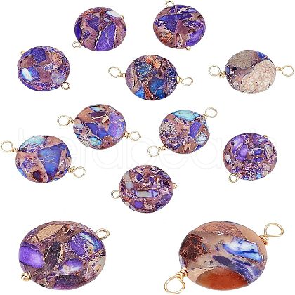 Fingerinspire 12Pcs 2 Style Natural Imperial Jasper Connector Charms FIND-FG0001-54-1