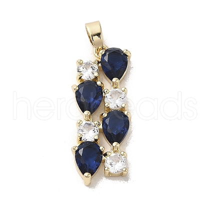 Brass Micro Pave Clear Cubic Zirconia Pendants KK-M275-51G-1