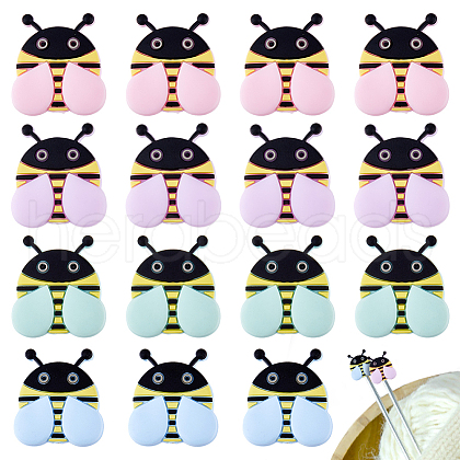 DICOSMETIC 16Pcs 4 Colors Bees Food Grade Eco-Friendly Silicone Focal Beads SIL-DC0001-42-1