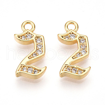 Brass Micro Pave Cubic Zirconia Charms KK-N261-104C-G-1