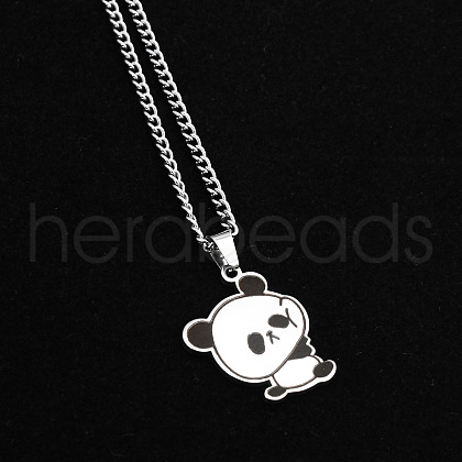 Panda 201 Stainless Steel Pendant Necklaces for Best Friends FS-WG26A2C-01-1
