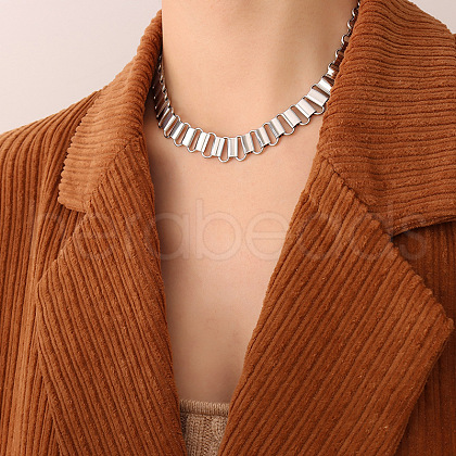 304 Stainless Steel Oval Link Chain Necklaces FS-WG7F0BE-04-1