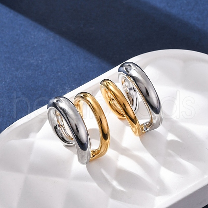 Two-layer C-Shaped 304 Stainless Steel Two Tone Cuff Earrings EJEW-A131-04B-GP-1