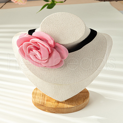 3D Flower Polyester Fiber Black Velvet Cord Choker Necklaces FS-WG3FF9D-07-1