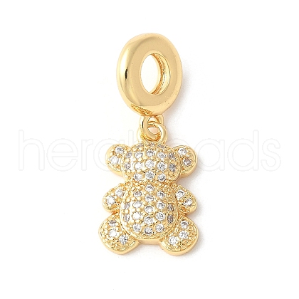 Brass Micro Pave Cubic Zirconia European Dangle Charms ZIRC-I071-26G-1