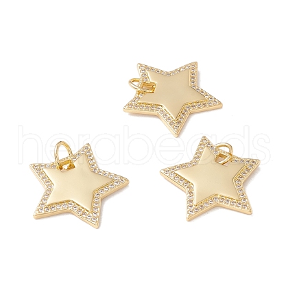 Brass Micro Pave Clear Cubic Zirconia Pendants X-KK-G415-16G-1