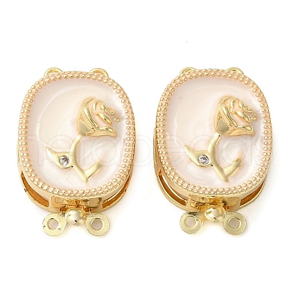 Brass Micro Pave Clear Cubic Zirconia with Enamel Box Clasps KK-G505-02G-1