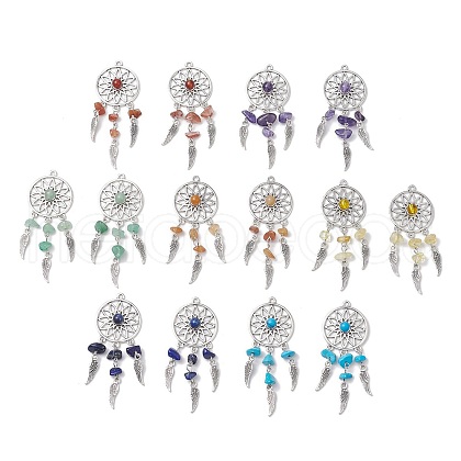 Woven Net/Web with Feather Pendants PALLOY-JF03982-1
