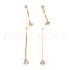 Clear Cubic Zirconia Leaf with Long Chain Dangle Stud Earrings EJEW-I265-07G-1