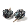 Raw Rough Natural Fluorite Copper Wire Wrapped Big Pendants G-B077-01G-04-2