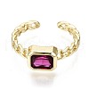 Mother's Day Rings Brass Micro Pave Cubic Zirconia Cuff Rings RJEW-S044-119D-NF-3
