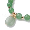 Natural Mixed Gemstone Stretch Bracelets with Teardrop Charms for Women BJEW-JB10110-4