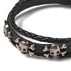 Leather & Waxed Cords Triple Layer Multi-strand Bracelets BJEW-F468-10-01-2