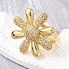 Brass Micro Pave Cubic Zirconia Adjustable Open Cuff Rings for Women RJEW-K292-02G-2
