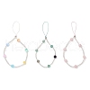 3Pcs 3 Colors Dyed Natural Selenite & Rainbow Fluorite & Rose Quartz & Glass Seed Round Beaded Phone Hand Strap Chains HJEW-JM03363-2