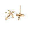 Clear Cubic Zirconia Cross Stud Earrings X-EJEW-G288-31G-2