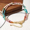 Bohemian Style Faceted Round Natural Mixed Stone Beaded Collar Necklaces UC9178-3