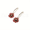 Flower Alloy Rhinestone Hoop Earrings FS-WGCEEA6-01-3