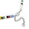 Bohemian Round Glass Seed Beaded Necklaces with Antique Silver Tone Alloy Heart Charms NJEW-JN05216-4