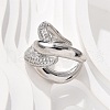 Brass Micro Pave Cubic Zirconia Cuff Finger Rings RJEW-C120-26P-3