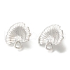 Rack Plating Leaf Brass Stud Earrings EJEW-H016-37P-2