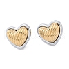 304 Stainless Steel Two Tone Heart Stud Earrings EJEW-M073-09PG-02-3