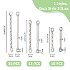 DICOSMETIC 90Pcs 6 Styles 304 & 201 Stainless Steel Bar Connector Charms STAS-DC0016-19-2