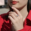 Rhodium Plated 925 Sterling Silver Micro Pave 5.2x3.1mm Moissanite Adjustable Rings for Women WGFA800-02-2