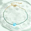304 Stainless Steel Glass Beads Link Chain Bracelets BJEW-A036-14G-01-1
