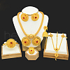 Flat Round Alloy Pendant Necklace & Stud Earring & Cuff Bangle & Ring & Hair Fork & Frontlet FS-WG4845C-02-2