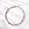 Natural Black Gold Rutilated Quartz Beaded Necklaces NJEW-JN05295-1