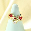Brass Micro Pave Cubic Zirconia Cuff Rings for Women RJEW-F184-13B-G-1