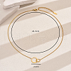 Stainless Steel Double Ring Twisted Chain Necklaces for Women's Casual Daily Wear LI6348-3