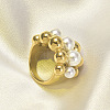 316L Surgical Stainless Steel with Shell Pearl Round Beaded Finger Rings for Women FS-WG2730F-03-5