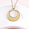 Flat Round 304 Stainless Steel Pendant Necklaces NJEW-M096-26G-1
