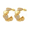 Brass Micro Pave Clear Cubic Zirconia Stud Earrings EJEW-D322-07G-01-4