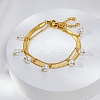 Fashionable Stainless Steel Herringbone & Curb Chains Double Layer Bracelets TF4640-2-1