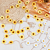 CRASPIRE 2Pcs 2 Colors Cloth Sunflower Hippie Headband Floral Crown OHAR-CP0001-15-4