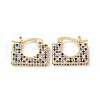 Cubic Zirconia Rectangle Hoop Earrings EJEW-C008-12G-02-1