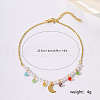 Stainless Steel & Imitation Pearl Moon Pendant Anklets for Women FL7055-5