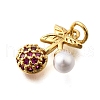 Brass Micro Pave Cubic Zirconia Pedants KK-B136-25G-2