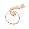 Brass with Natural Cultured Freshwater Pearl Beads Ring RJEW-JR00676-4