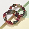 Natural Agate Bead Stretch Bracelets G-P570-01F-2