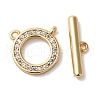 Brass Micro Pave Clear Cubic Zirconia Toggle Clasps KK-N254-67G-1