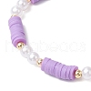 Handmade Polymer Clay Beads with ABS Plastic Imitation Pearl Beads and Brass Spacer Beads and Korean Elastic Crystal Thread Bracelets BJEW-JB11780-03-3