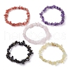 12 Constellation Natural Mixed Gemstone Chip Beaded Stretch Bracelets Sets for Women Men BJEW-JB10264-09-3