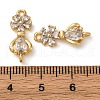 Brass Pave Clear Cubic Zirconia Flower Connector Charms KK-P308-43G-3