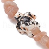 Natural Peach Moonstone Chips Beads Stretch Bracelets BJEW-JB11245-03-3
