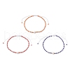 3Pcs 3 Styles Adjustable Round Imitation Pearl & Dyed Synthetic Turquoise & Glass Seed Beads Braided Anklets AJEW-AN00672-2